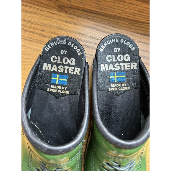SVEN Clogs Clogmaster Vintage Wooden clogs size 35 womens 5 Green Patent Leather - Picture 6 of 9